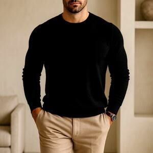 Men's Black Cashmere Sweater by Member's Mark Sz. Medium Quiet Luxury Minimalist